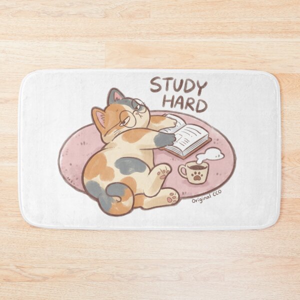 Item preview, Cute Lazy Calico Cat Study Hard Retro designed and sold by CrystalMineArts.