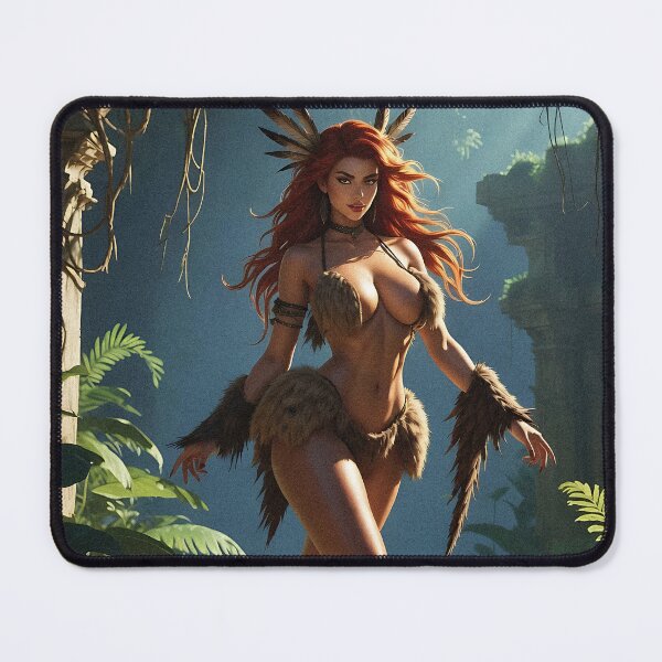 Item preview, Fantasy Jungle Queen Pinup Red Hair designed and sold by HappyOops.