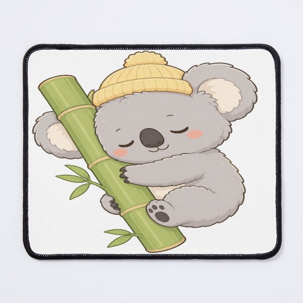 Item preview, Cute Sleeping Koala Hugging Bamboo Cartoon Art designed and sold by StickersHul.