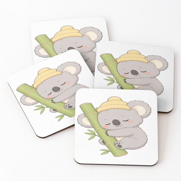 Item preview, Cute Sleeping Koala Hugging Bamboo Cartoon Art designed and sold by StickersHul.