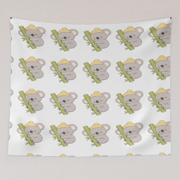 Item preview, Cute Sleeping Koala Hugging Bamboo Cartoon Art designed and sold by StickersHul.
