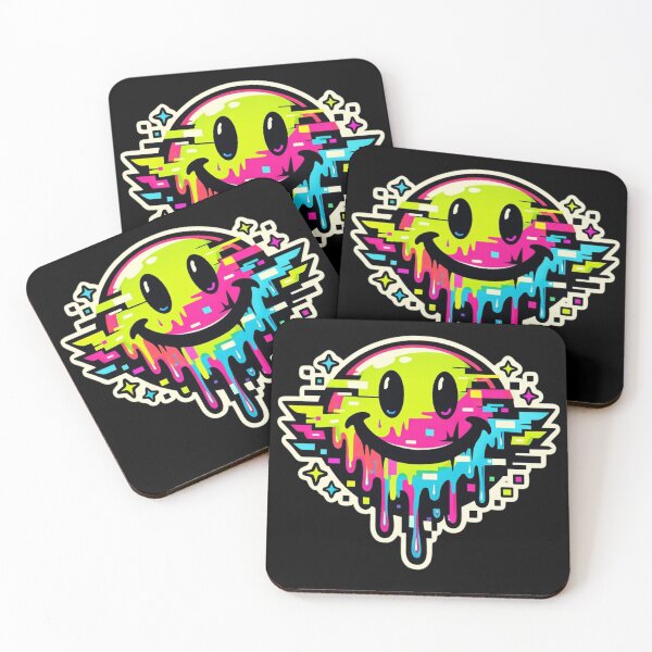 Item preview, Melting Neon Smiley Face Glitch Rave Sticker designed and sold by Timeless Junction.