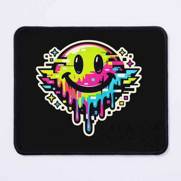 Item preview, Melting Neon Smiley Face Glitch Rave Sticker designed and sold by Timeless Junction.