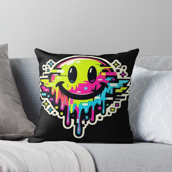 Item preview, Melting Neon Smiley Face Glitch Rave Sticker designed and sold by Timeless Junction.