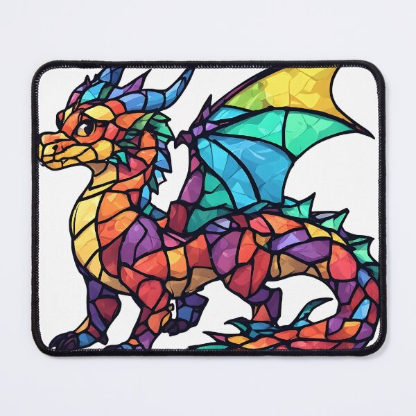 Item preview, Rainbow Stained Glass Dragon – Colorful Fantasy Mosaic Dragon Artwork designed and sold by Karolina’s Cozy Creations.