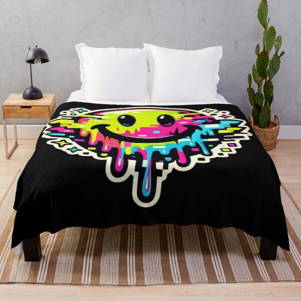 Item preview, Melting Neon Smiley Face Glitch Rave Sticker designed and sold by Timeless Junction.