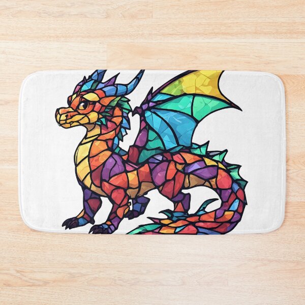 Item preview, Rainbow Stained Glass Dragon – Colorful Fantasy Mosaic Dragon Artwork designed and sold by Karolina’s Cozy Creations.