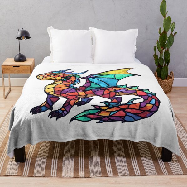 Item preview, Rainbow Stained Glass Dragon – Colorful Fantasy Mosaic Dragon Artwork designed and sold by Karolina’s Cozy Creations.