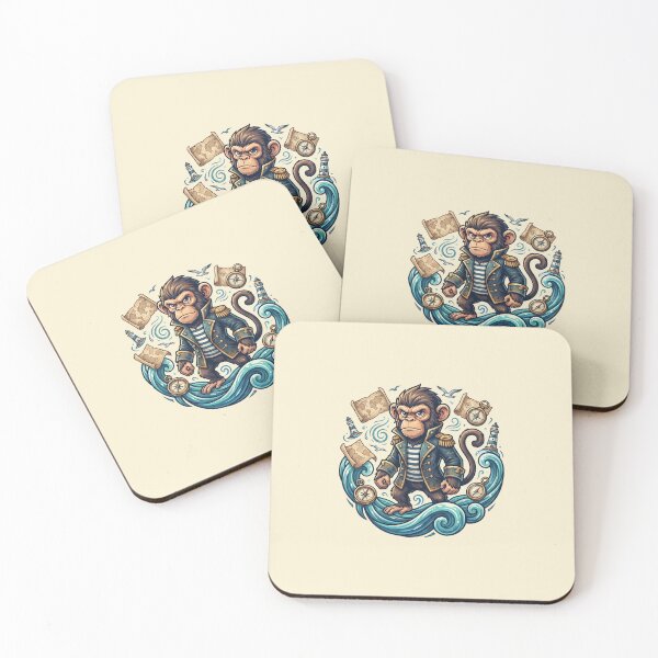 Item preview, Badass Captain Monkey Navy Ocean Waves Treasure Map designed and sold by MythicCotton.