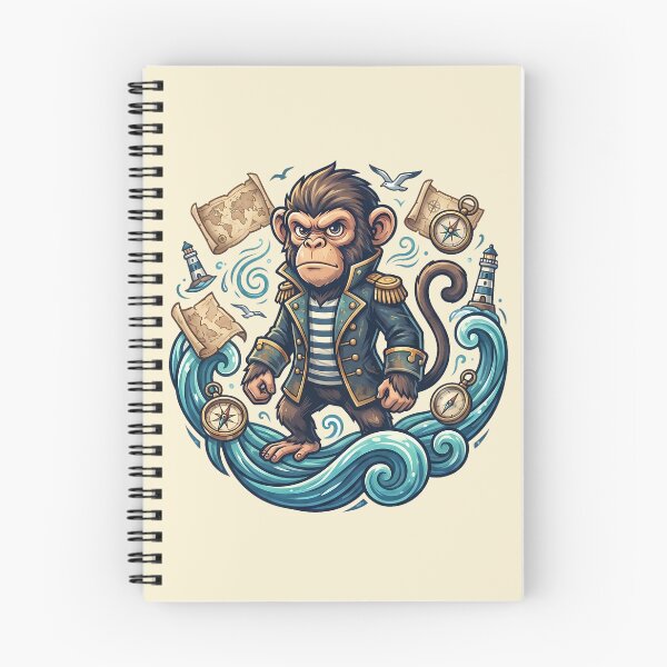 Item preview, Badass Captain Monkey Navy Ocean Waves Treasure Map designed and sold by MythicCotton.