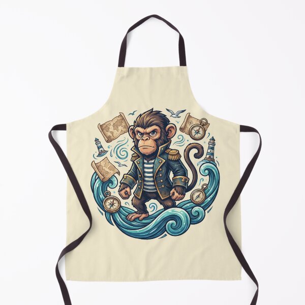 Item preview, Badass Captain Monkey Navy Ocean Waves Treasure Map designed and sold by MythicCotton.