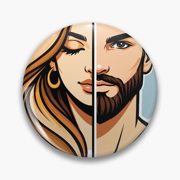 Item preview, Half Man Half Woman Face Vector Art designed and sold by Krincydigitalart.