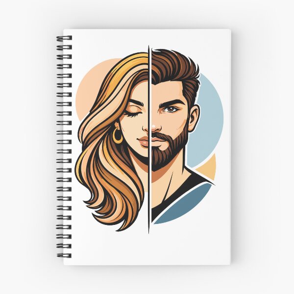 Item preview, Half Man Half Woman Face Vector Art designed and sold by Krincydigitalart.