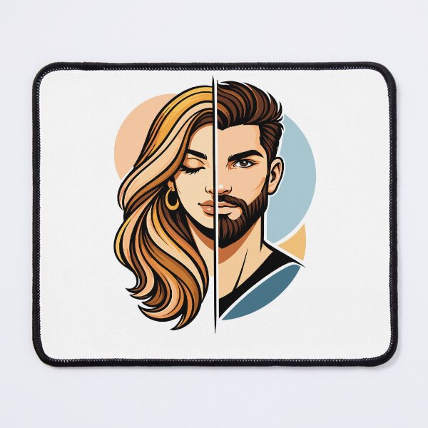 Item preview, Half Man Half Woman Face Vector Art designed and sold by Krincydigitalart.