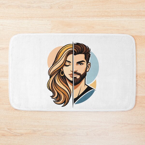 Item preview, Half Man Half Woman Face Vector Art designed and sold by Krincydigitalart.