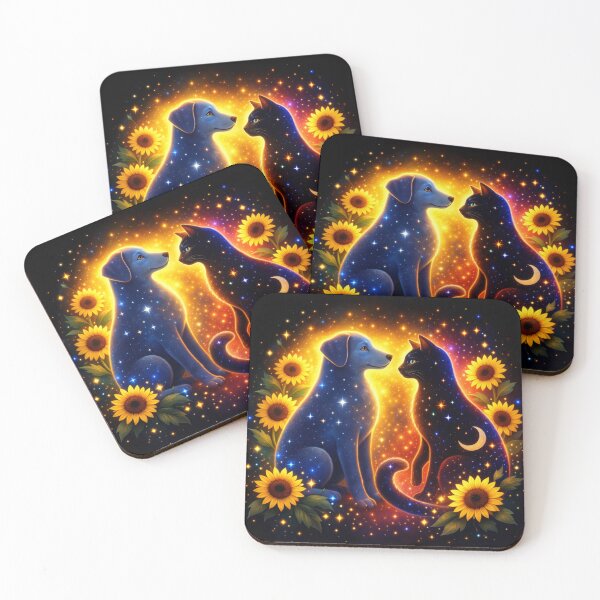 Item preview, Cosmic Dog and Cat Sunflower designed and sold by 0606PM.