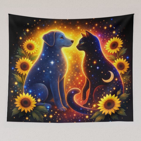 Item preview, Cosmic Dog and Cat Sunflower designed and sold by 0606PM.