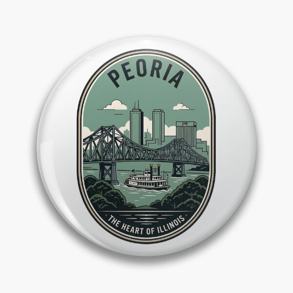 Item preview, Peoria Illinois Vintage Riverboat Skyline Badge designed and sold by k3rstman1.
