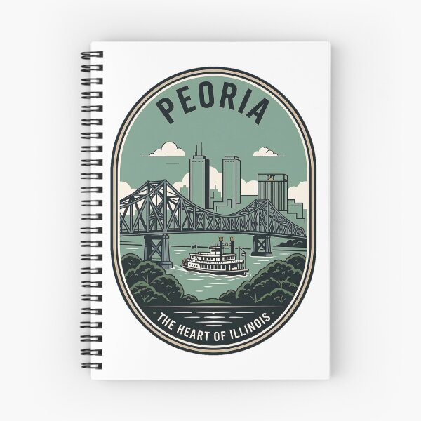 Item preview, Peoria Illinois Vintage Riverboat Skyline Badge designed and sold by k3rstman1.