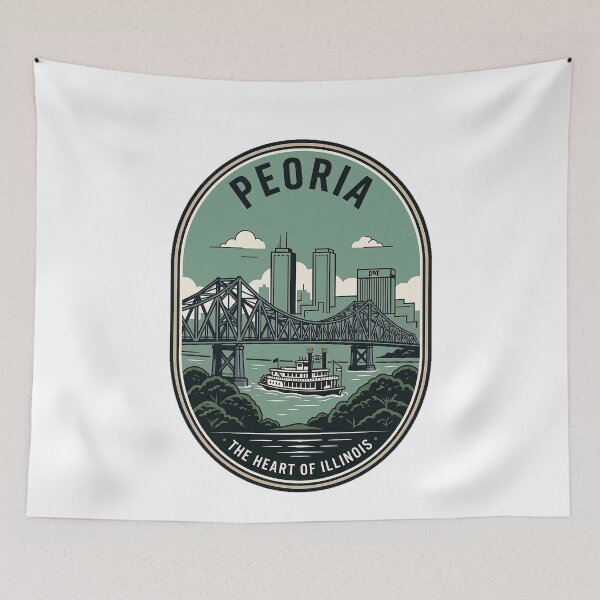 Item preview, Peoria Illinois Vintage Riverboat Skyline Badge designed and sold by k3rstman1.