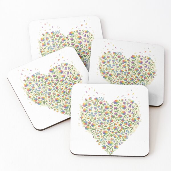 Item preview, Rainbow Flower Heart - Watercolor Floral Art designed and sold by Kokeshidreams.