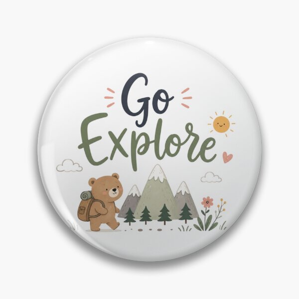 Item preview, Go Explore Cute Adventure Bear Travel Quote Design | Kawaii Nature Wanderlust Illustration designed and sold by Sanika arts .