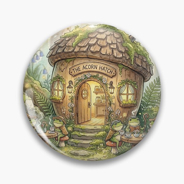 Item preview, Cute Frogs Drinking Herbal Tea in Enchanted Forest Watercolor designed and sold by GrabaHuk.