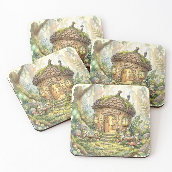 Item preview, Cute Frogs Drinking Herbal Tea in Enchanted Forest Watercolor designed and sold by GrabaHuk.