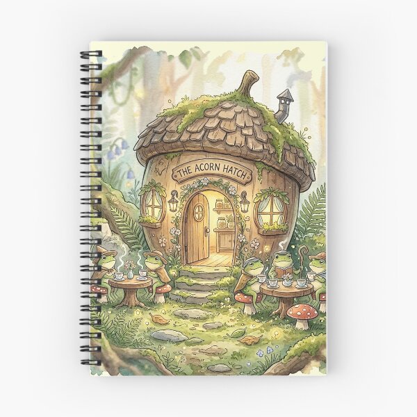 Item preview, Cute Frogs Drinking Herbal Tea in Enchanted Forest Watercolor designed and sold by GrabaHuk.