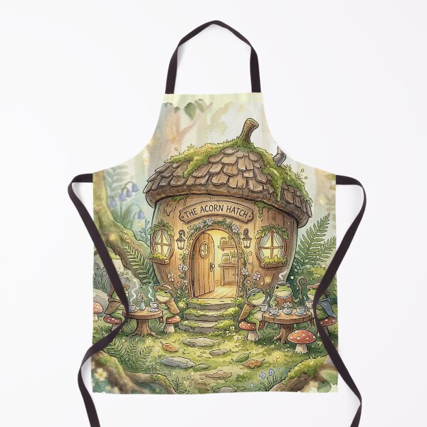 Item preview, Cute Frogs Drinking Herbal Tea in Enchanted Forest Watercolor designed and sold by GrabaHuk.
