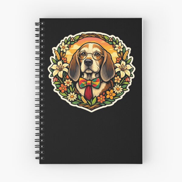 Item preview, Pegatina de arte popular: Perro sabueso anciano con pajarita y lirios. designed and sold by Timeless Junction.