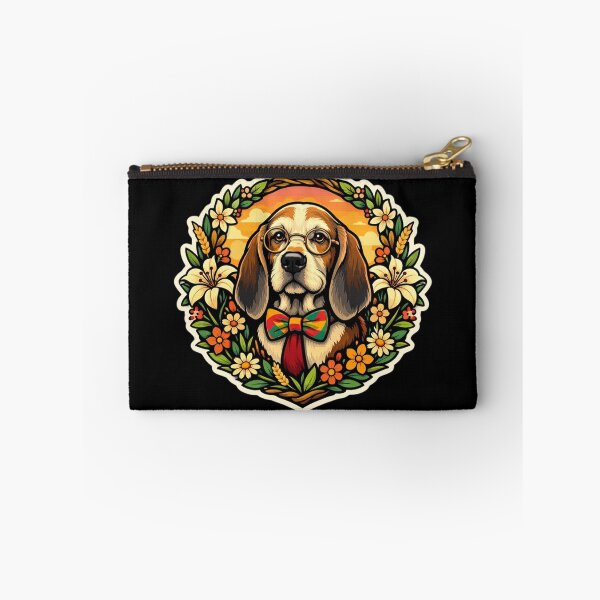 Item preview, Elderly Hound Dog with Bowtie and Lilies Folk Art Sticker designed and sold by Timeless Junction.