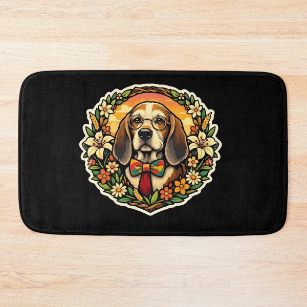 Item preview, Elderly Hound Dog with Bowtie and Lilies Folk Art Sticker designed and sold by Timeless Junction.
