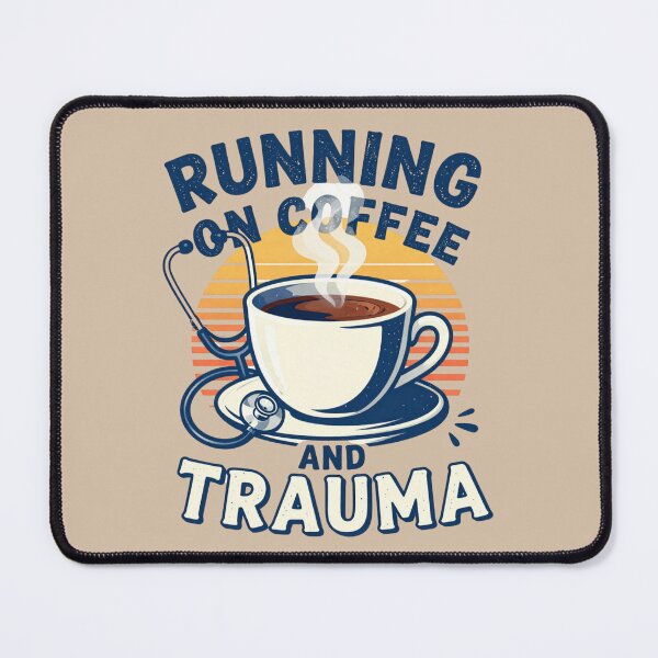 Item preview, Running On Coffee And Trauma Funny Nurse Shirt designed and sold by piketo.