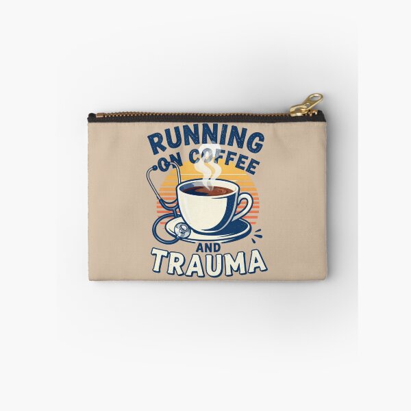 Item preview, Running On Coffee And Trauma Funny Nurse Shirt designed and sold by piketo.