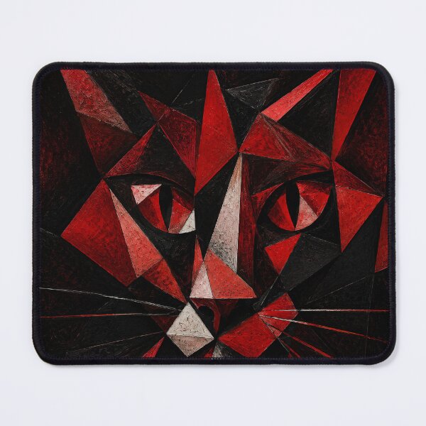 Item preview, Crimson Cubist Cat Portrait designed and sold by ThingsCatsDo.