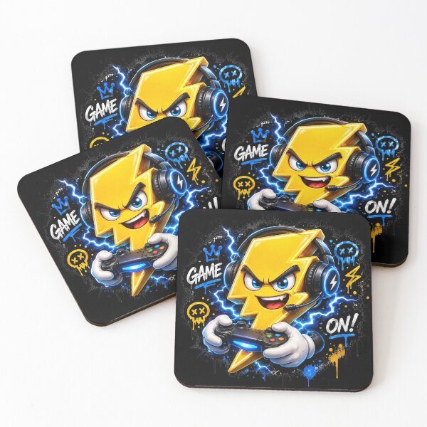 Item preview, Gamer Lightning Bolt Cartoon Sticker | 3D Gaming Thunder Mascot designed and sold by Timeless Junction.