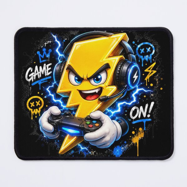 Item preview, Gamer Lightning Bolt Cartoon Sticker | 3D Gaming Thunder Mascot designed and sold by Timeless Junction.