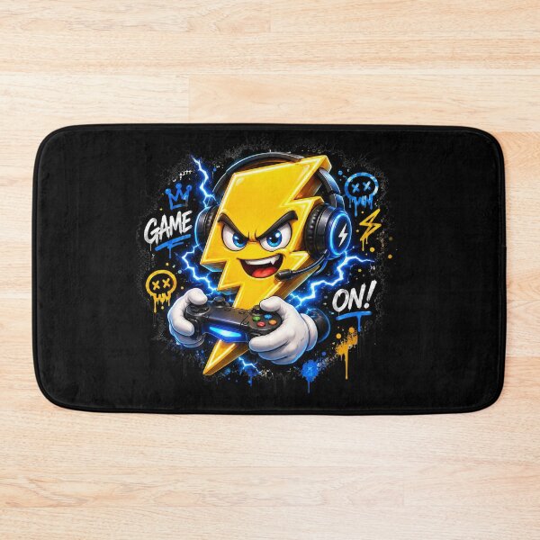 Item preview, Gamer Lightning Bolt Cartoon Sticker | 3D Gaming Thunder Mascot designed and sold by Timeless Junction.