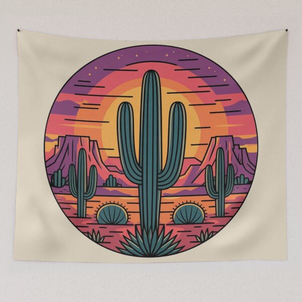Item preview, Colorful Agave & Cactus Mandala - Desert Bloom Art designed and sold by NatArtSA.