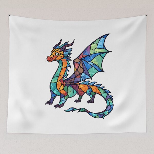 Item preview, Prismatic Stained Glass Dragon – Vibrant Fantasy Dragon Mosaic Art designed and sold by Karolina’s Cozy Creations.