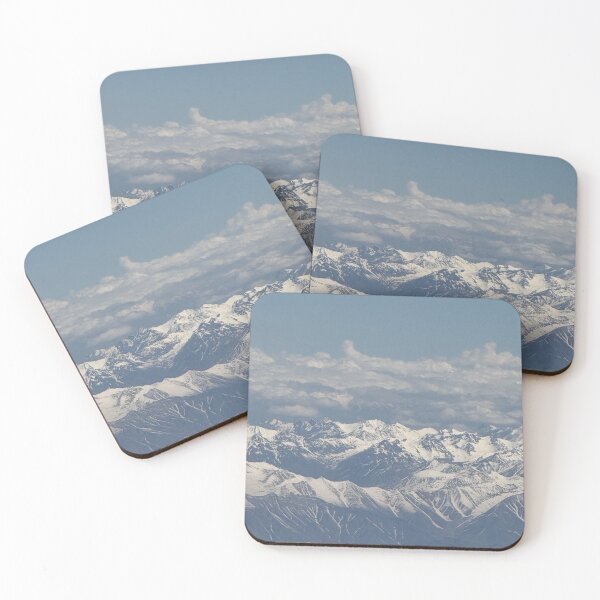 Item preview, Snow-Capped Mountain Range Above the Clouds | Alpine Landscape Nature Photography Print designed and sold by Zaitmiprints.