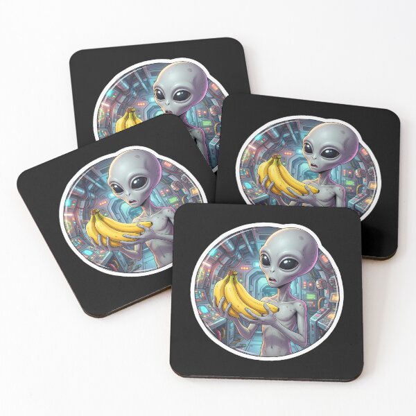 Item preview, Funny Grey Alien Confused Holding Banana Fruit In Spaceship designed and sold by Sunkhung.