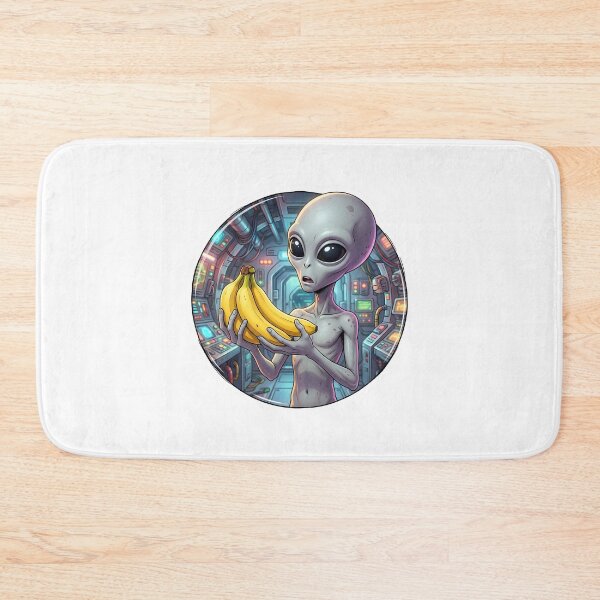 Item preview, Funny Grey Alien Confused Holding Banana Fruit In Spaceship designed and sold by Sunkhung.