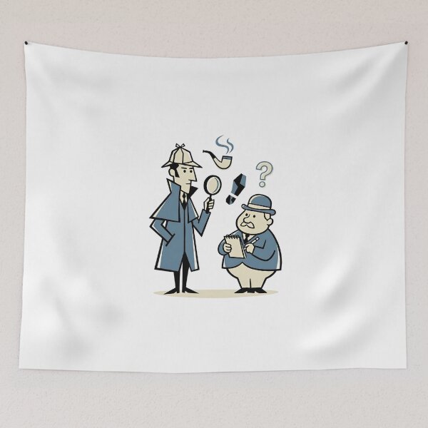 Item preview, Sherlock Holmes and Watson Retro Mid-Century Cartoon Art designed and sold by Fenay Designs.