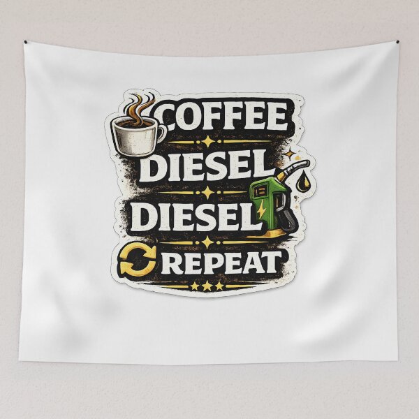 Item preview, Coffee Diesel Repeat Funny Truck Driver Design designed and sold by PatiImagination.