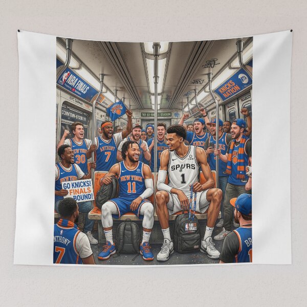 Item preview, Jalen Brunson Wemby Riding NYC Subway To NBA Finals designed and sold by Home Decor Art.
