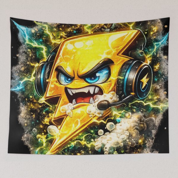Item preview, Overcharged Lightning Bolt Cartoon Sticker | 3D Electric Rage Mascot designed and sold by Timeless Junction.