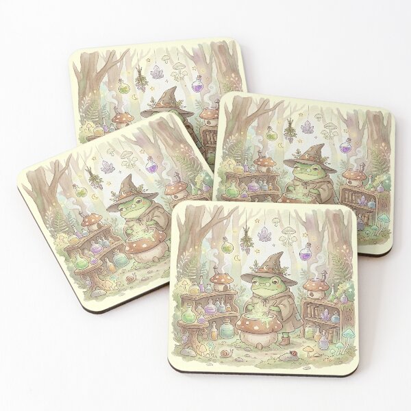 Item preview, Cute Frog Witch Potion Lab Watercolor Art – Cozy Alchemist Froggy designed and sold by GrabaHuk.