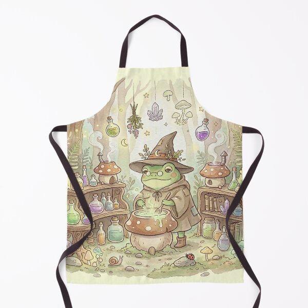 Item preview, Cute Frog Witch Potion Lab Watercolor Art – Cozy Alchemist Froggy designed and sold by GrabaHuk.